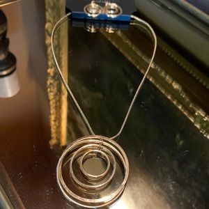 Short Gold Circle Necklace and Earring Set